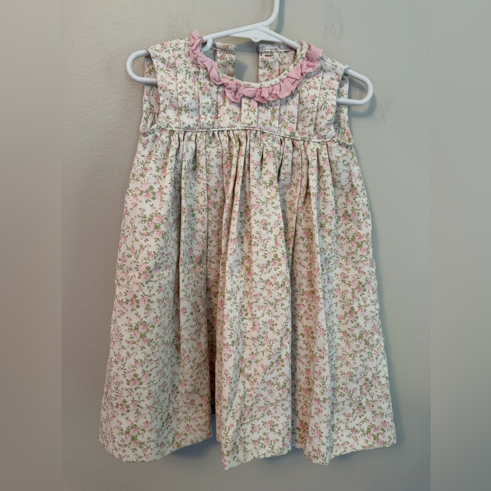 Alice Kathleen Floral Sleeveless Dress with Pink Ruffle Collar